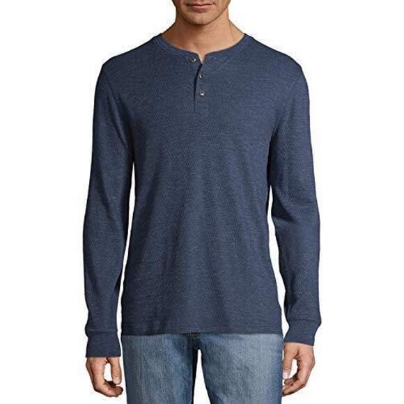 Mens Long Sleeve Thermal Henley Navy Blue Small 34/36 NEW - Picture 1 of 1